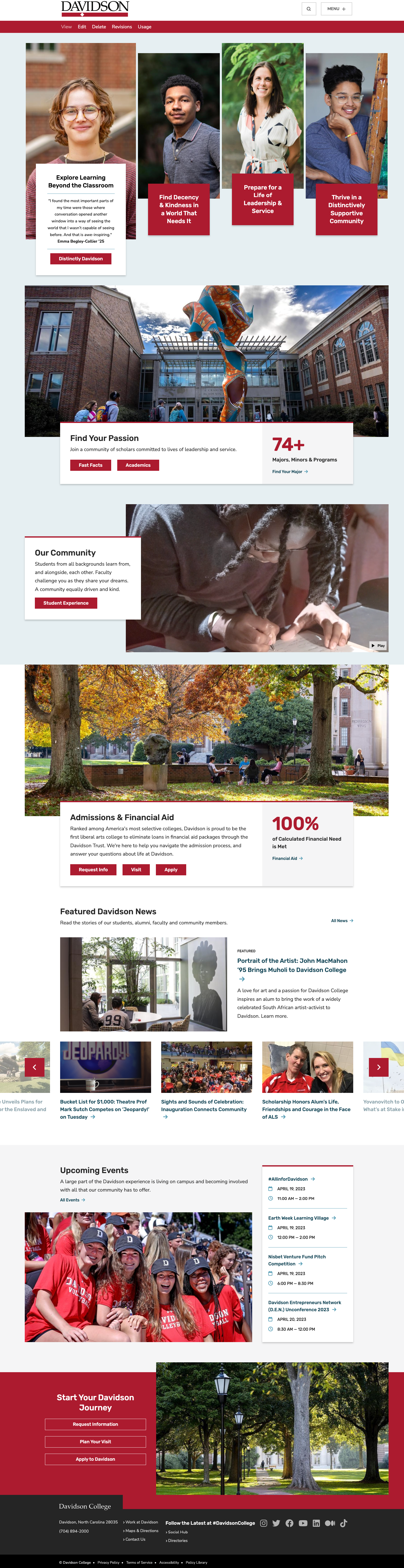 Screenshot of Davidson.edu Homepage