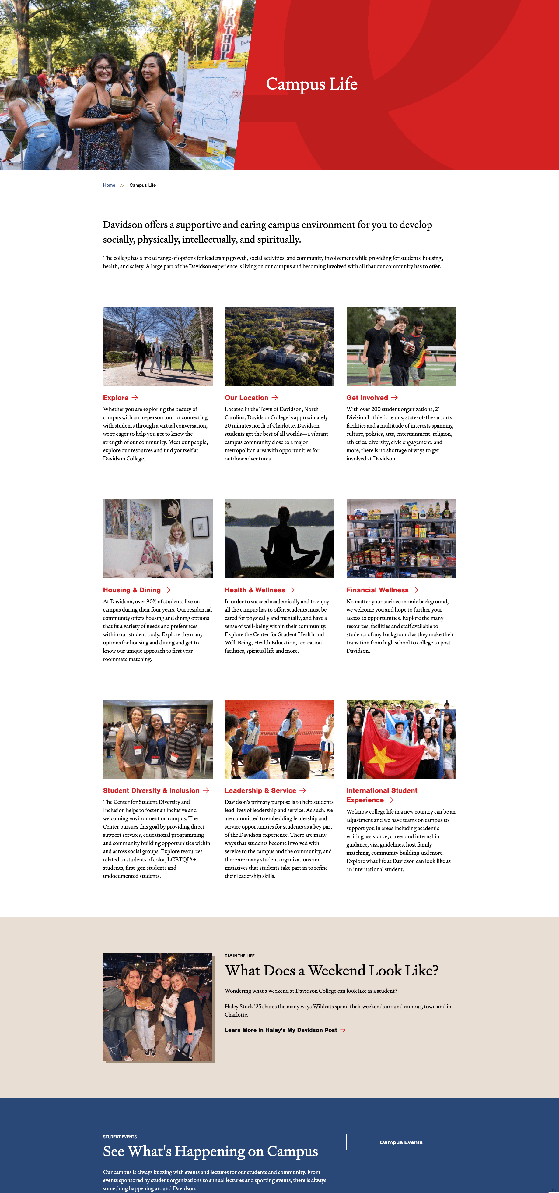 Campus Life at Davidson.edu Davidson.edu Screenshot of Campus Life page