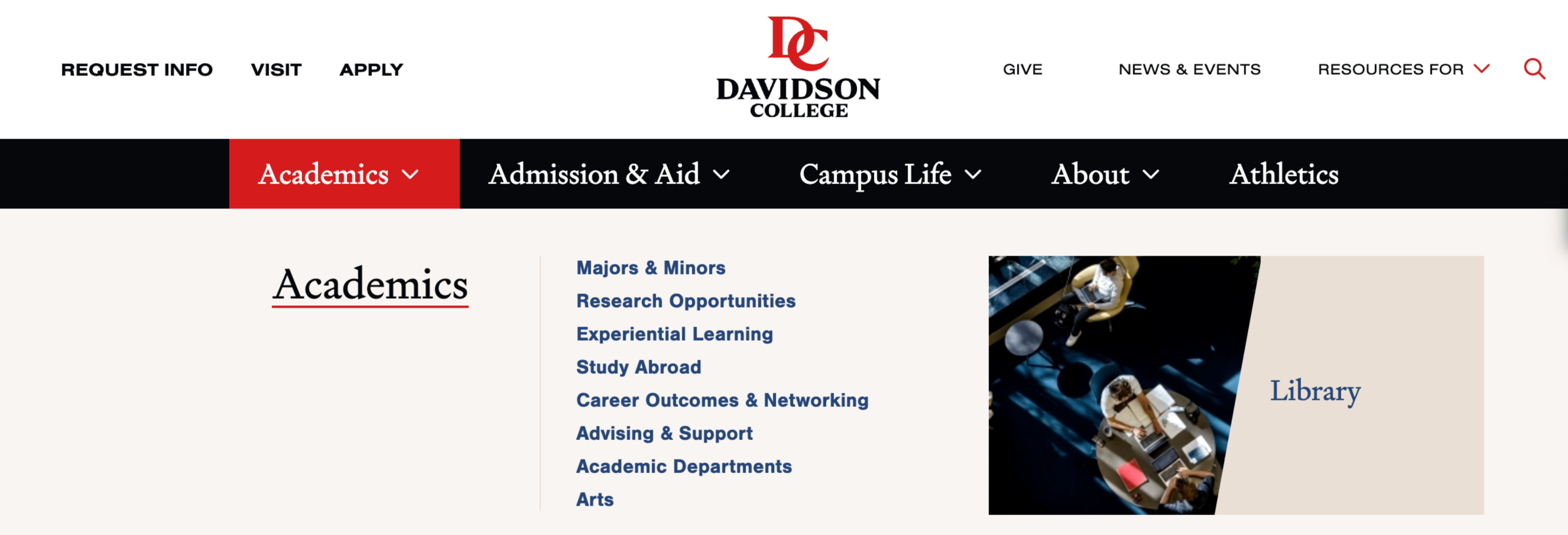 Davidson.edu Menu