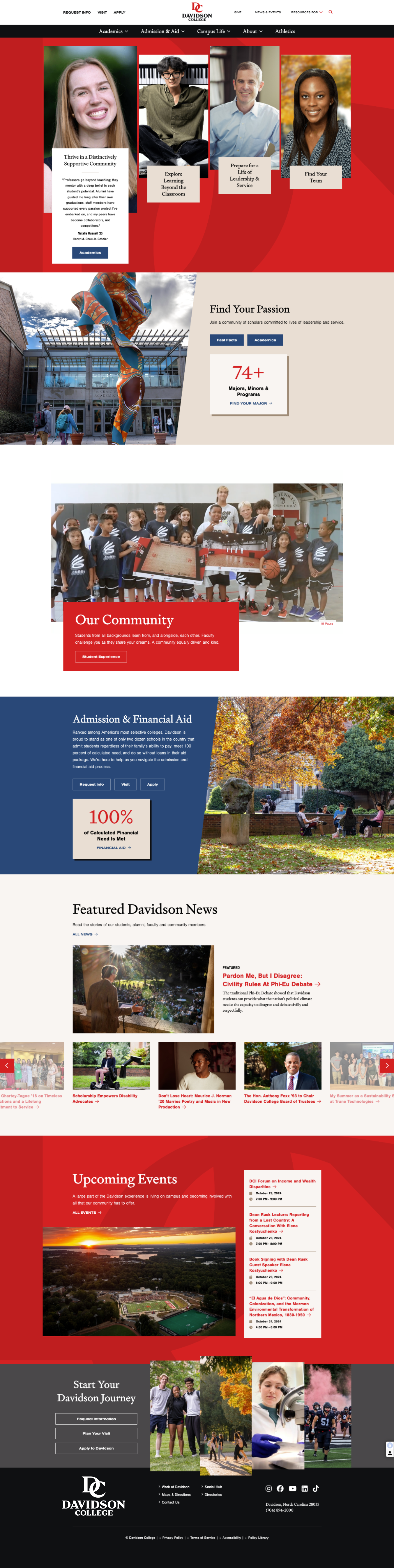 Davidson.edu Homepage a screenshot of Davidson.edu homepage