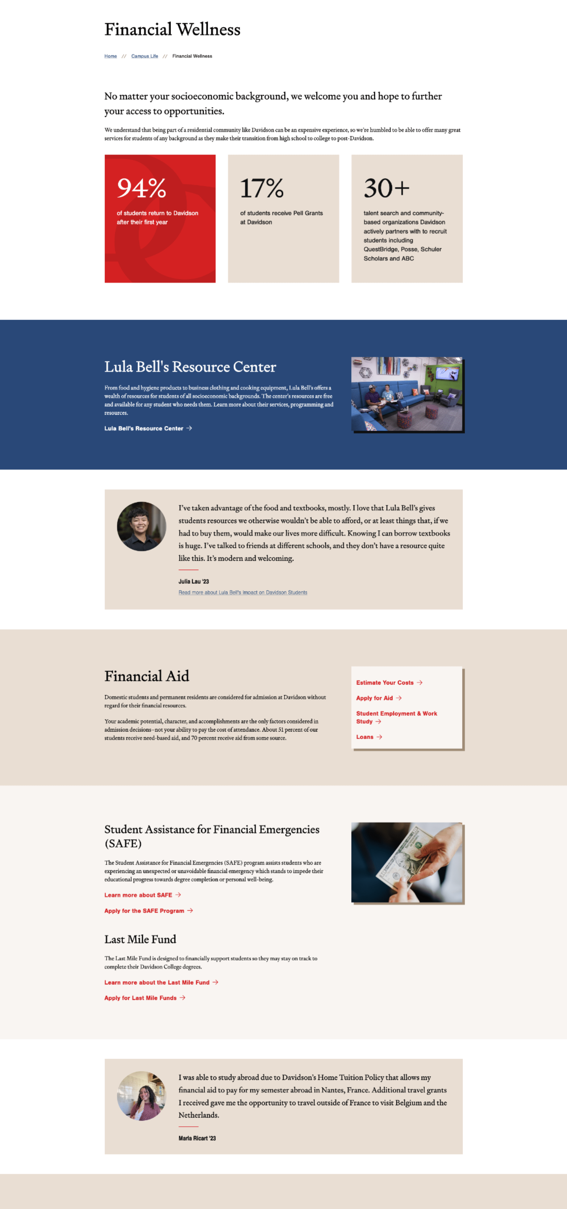 Financial Wellness at Davidson.edu a screenshot of Davidson.edu webpage on financial wellness
