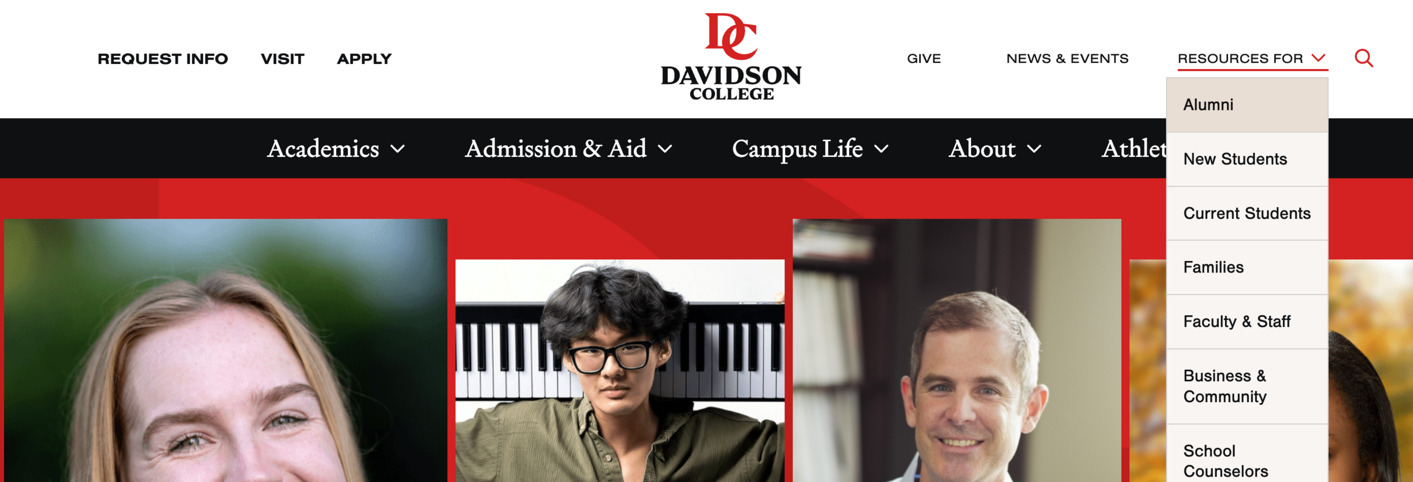 Davidson.edu Menu